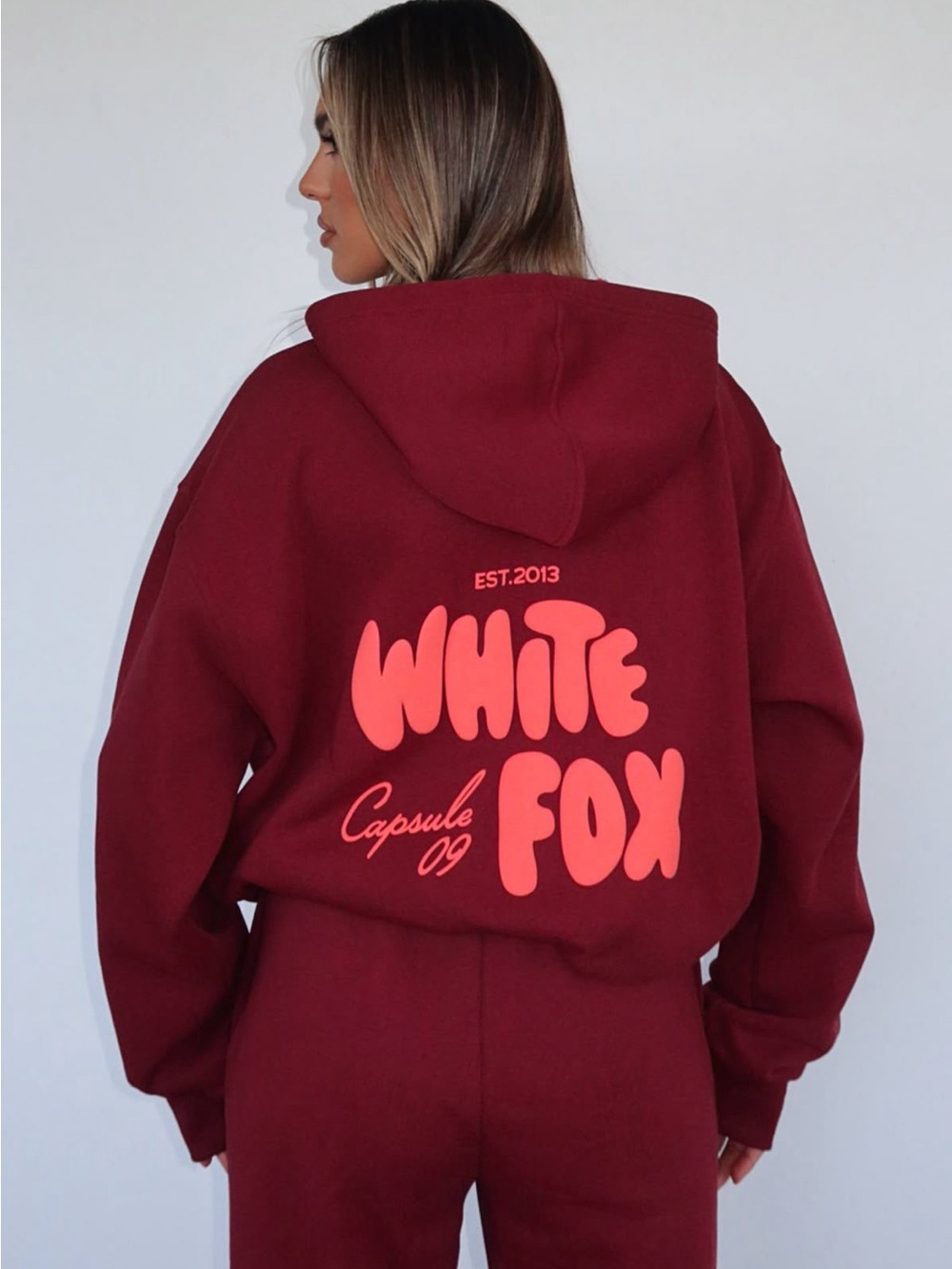 White Fox Boutique Capsule 09 Hoodie - Burgundy, XXS/XS